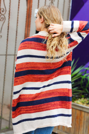 All Put Together Rust & Navy Striped Pocketed Cardigan Haptics 