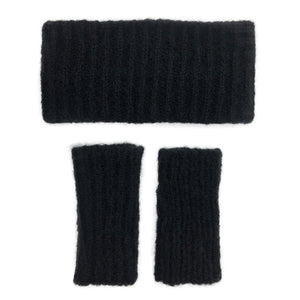 Black Ribbed Alpaca Ear Warmer