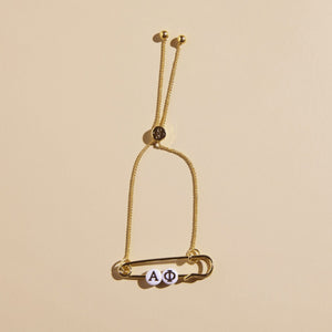 Alpha Phi Sorority Safety Pin Bracelet - Officially Licensed