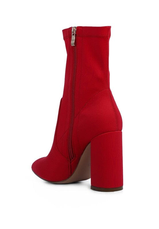 Ankle Lycra Block Heeled Boots Rag Company Red 5 