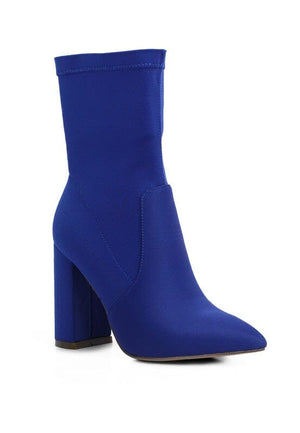 Ankle Lycra Block Heeled Boots Rag Company Blue 6 