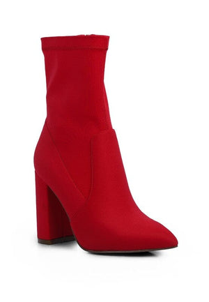 Ankle Lycra Block Heeled Boots Rag Company Red 5 