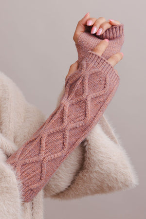 Aran Soft Knitted Arm Warmer Accessories Leto Collection Blush 