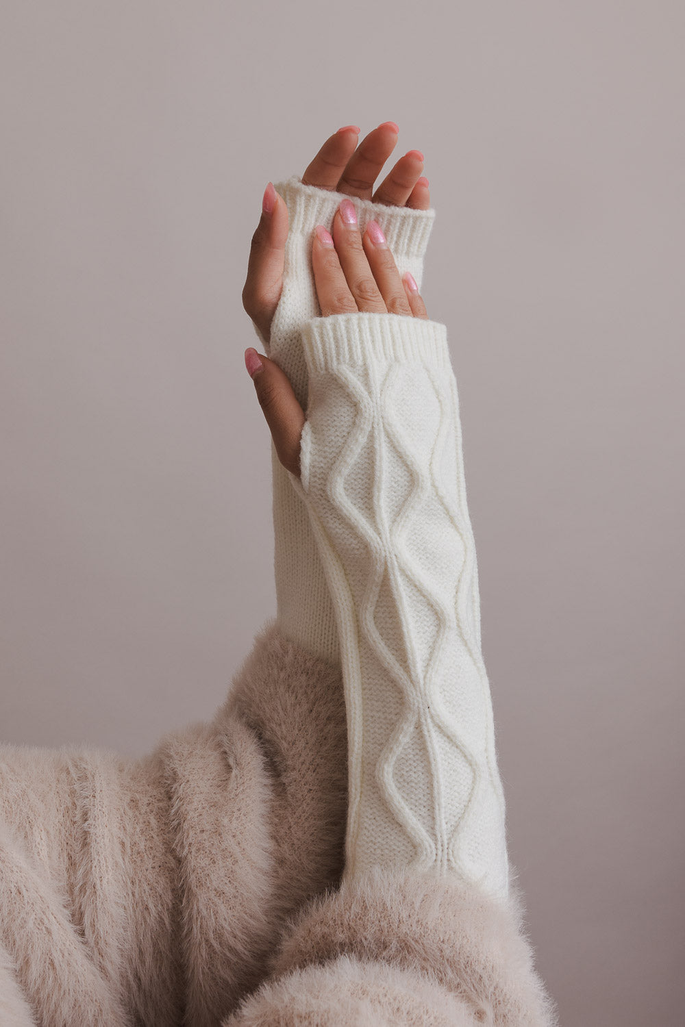 Aran Soft Knitted Arm Warmer Accessories Sage