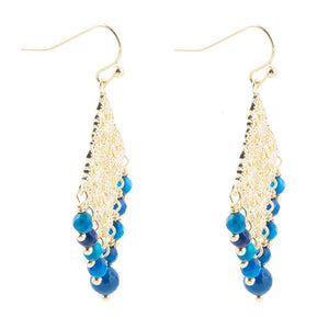 Argo Blue Jade Golden Drop Chandelier Earrings