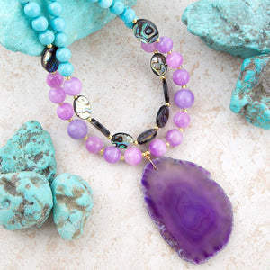 Aruba Purple Jade Statement Pendant Necklace