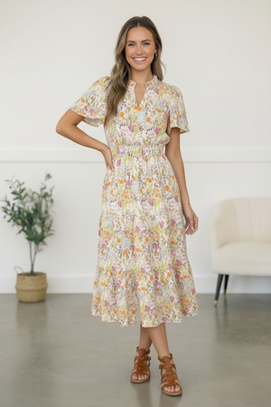 Petals in the Breeze Smocked Midi Dress