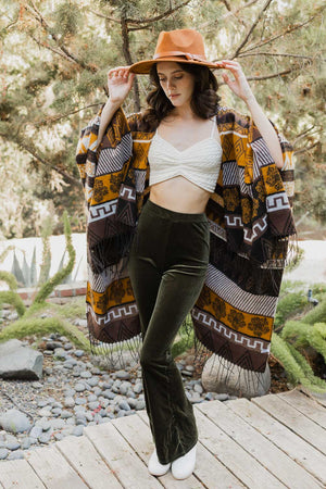 Aztec Inspired Go West Poncho Ponchos One Size / Mustard