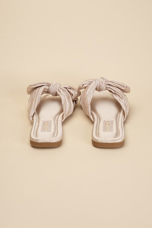 Bow Flat Slides - Black, Fuchsia, Cream