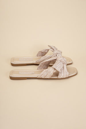 Bow Flat Slides - Black, Fuchsia, Cream