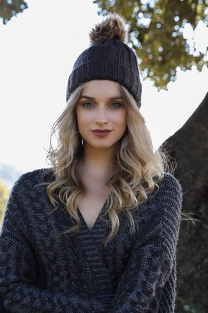 Basic Ribbed Pom Beanie Hats & Hair Leto Collection Gray 