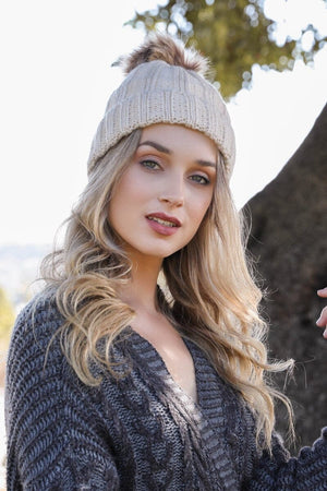 Basic Ribbed Pom Beanie Hats & Hair Leto Collection Ivory 