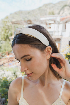 Basic Woven Knot Headband Accessories Leto Collection Ivory 