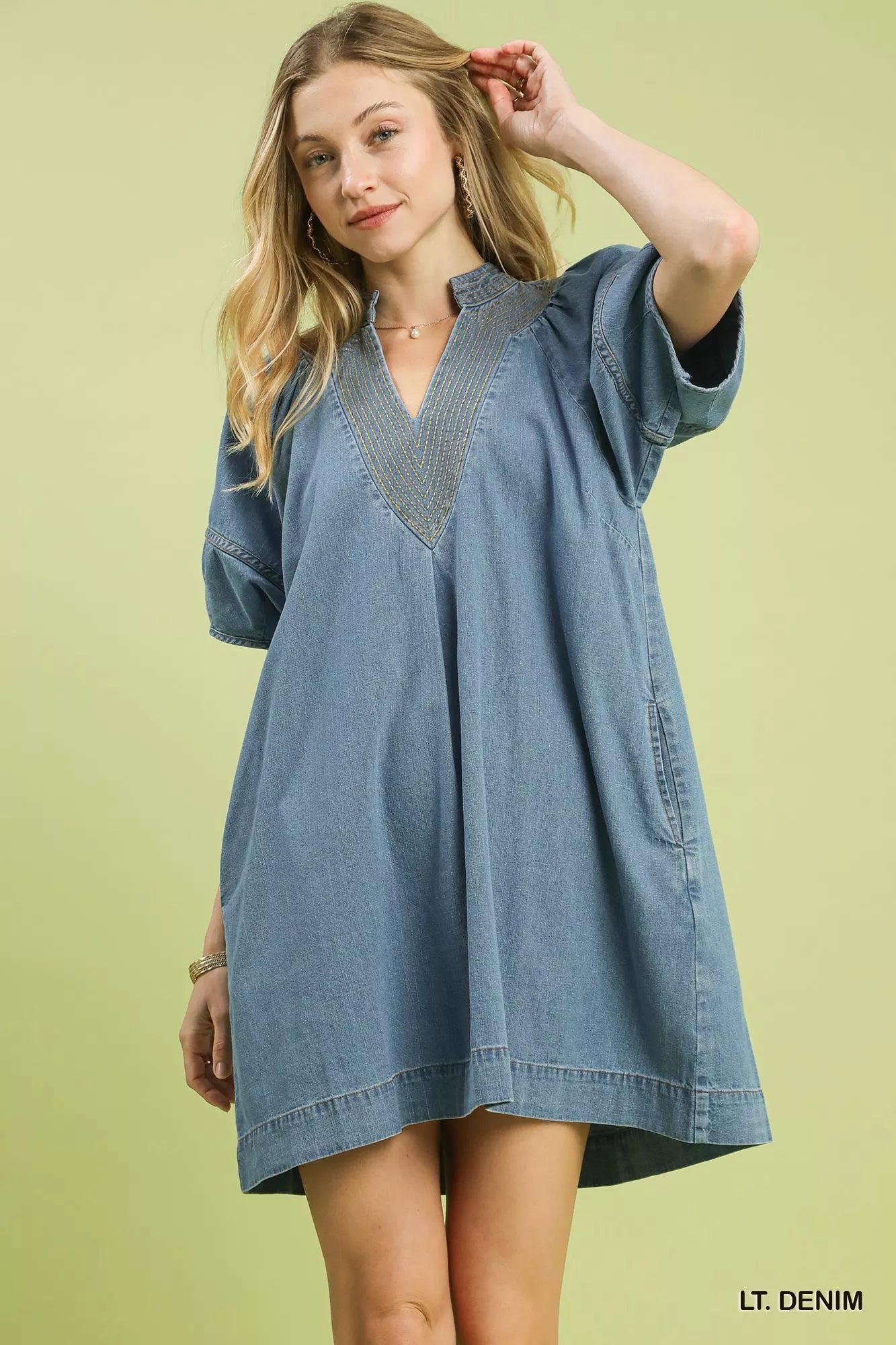 fitted denim mini dress Dark Wash Denim Zip Up Short Sleeve Mini Dress