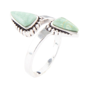 Begondor Green Turquoise and Sterling Silver Adjustable Ring