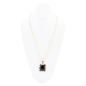 Black Onyx Mixed Metal Pendant Necklace
