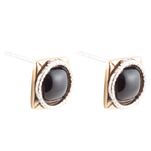Black Onyx Mixed Metal Post Earrings