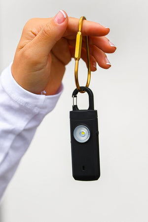 Black Personal Alarm Flashlight Keychain ICON 