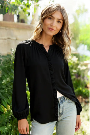 Effortlessly Edgy Button Down Blouse