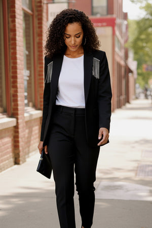 Holiday Glam Tassel Blazer