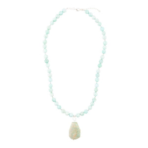 Blue Amazonite Sterling Silver Pendant Necklace