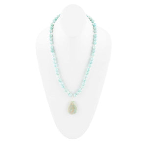 Blue Amazonite Sterling Silver Pendant Necklace