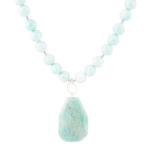 Blue Amazonite Sterling Silver Pendant Necklace