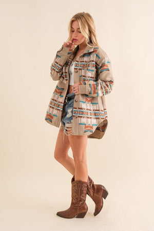 Blue B Exclusive Aztec Shirt Jacket Blue B 