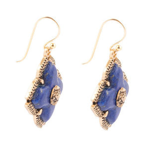 Blue Lapis Maltese Golden Cross Drop Earrings