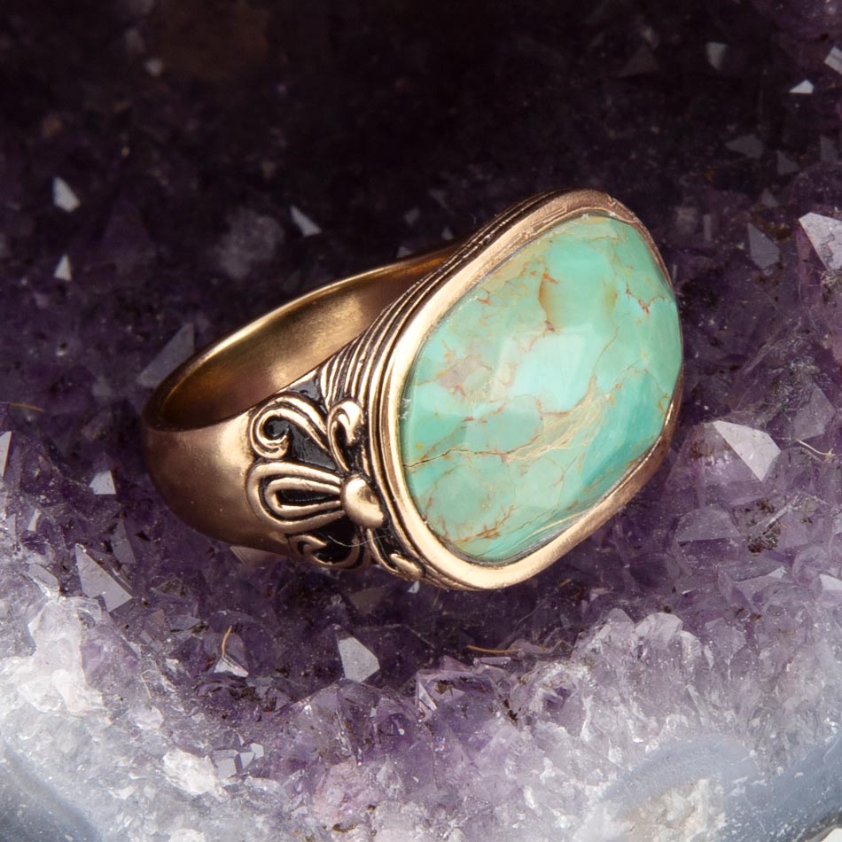 Blue Turquoise Oval Statement Ring