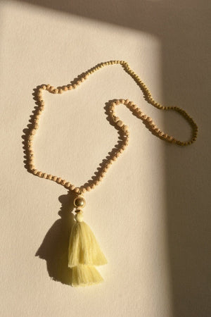 Bohemian Beaded Tassel Necklace Jewelry Leto Collection Ivory 
