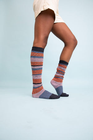 Boho Stripe Boot Socks Socks Leto Collection One Size Gray 