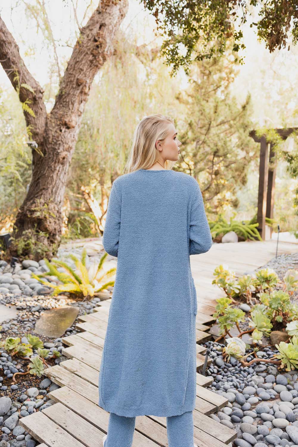 Boucle Longline Cardigan Ponchos One Size / Blue