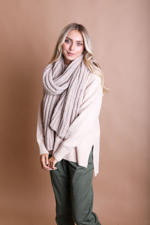 Boucle Vertical Knit Scarf Scarves Leto Collection Latte 