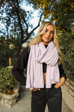 Boucle Vertical Knit Scarf Scarves Leto Collection Lilac 