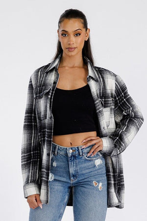 Boyfriend Oversized Soft Flannel Shacket WEIV 