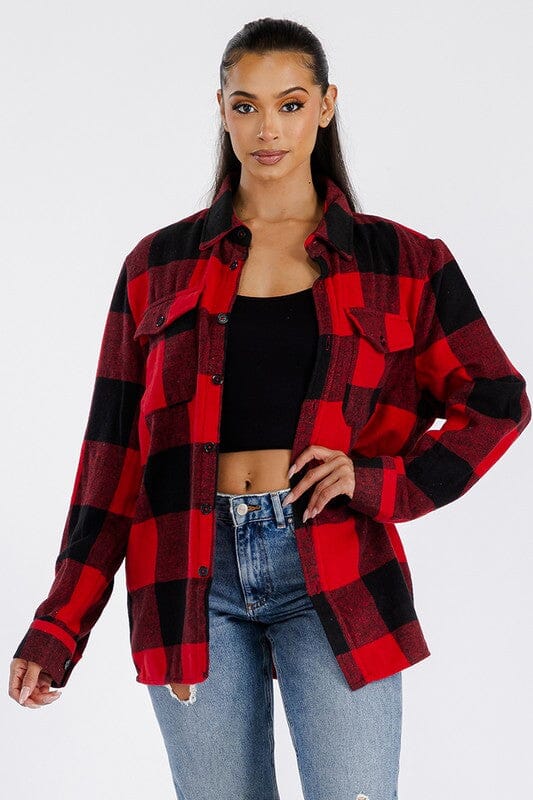 Boyfriend Oversized Soft Flannel Shacket WEIV CAMEL WHITE S 
