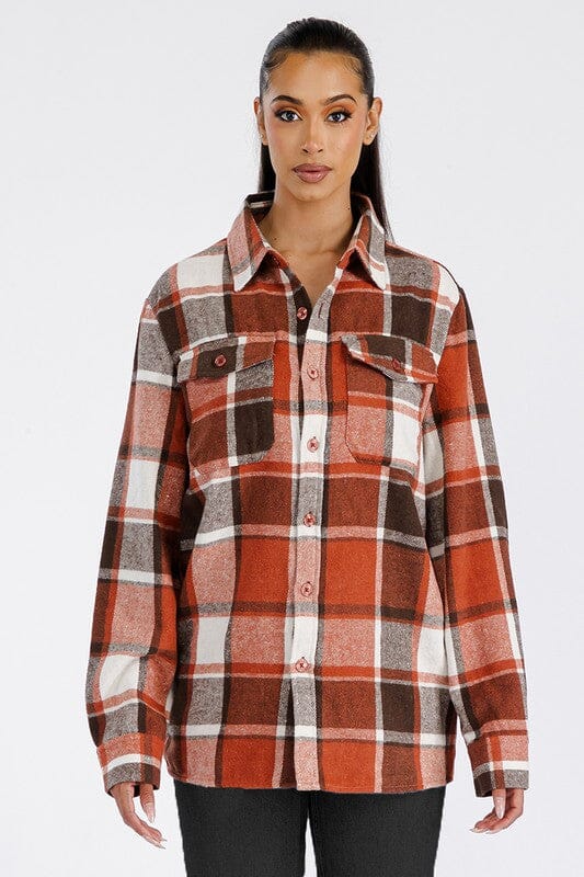 Boyfriend Oversized Soft Flannel Shacket WEIV ALMOND S 