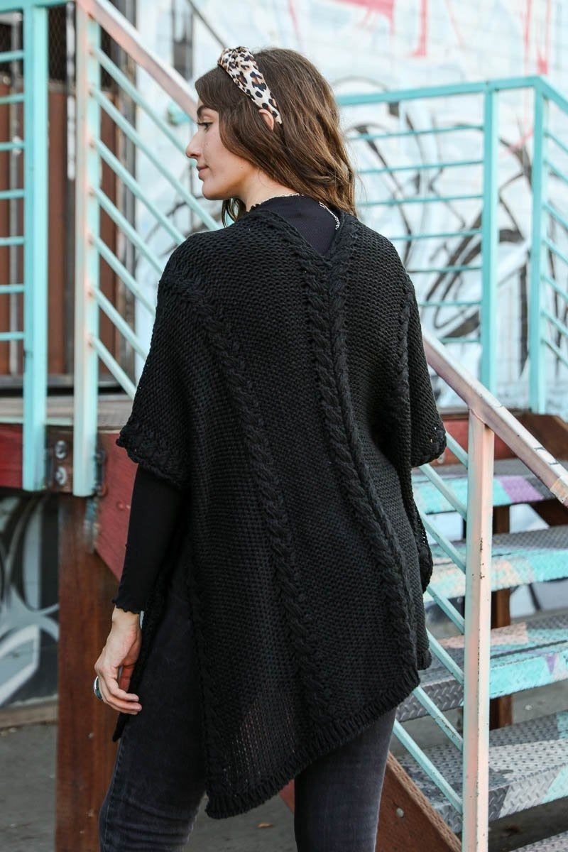 Braided Garter Kurt Ruana Ponchos Black