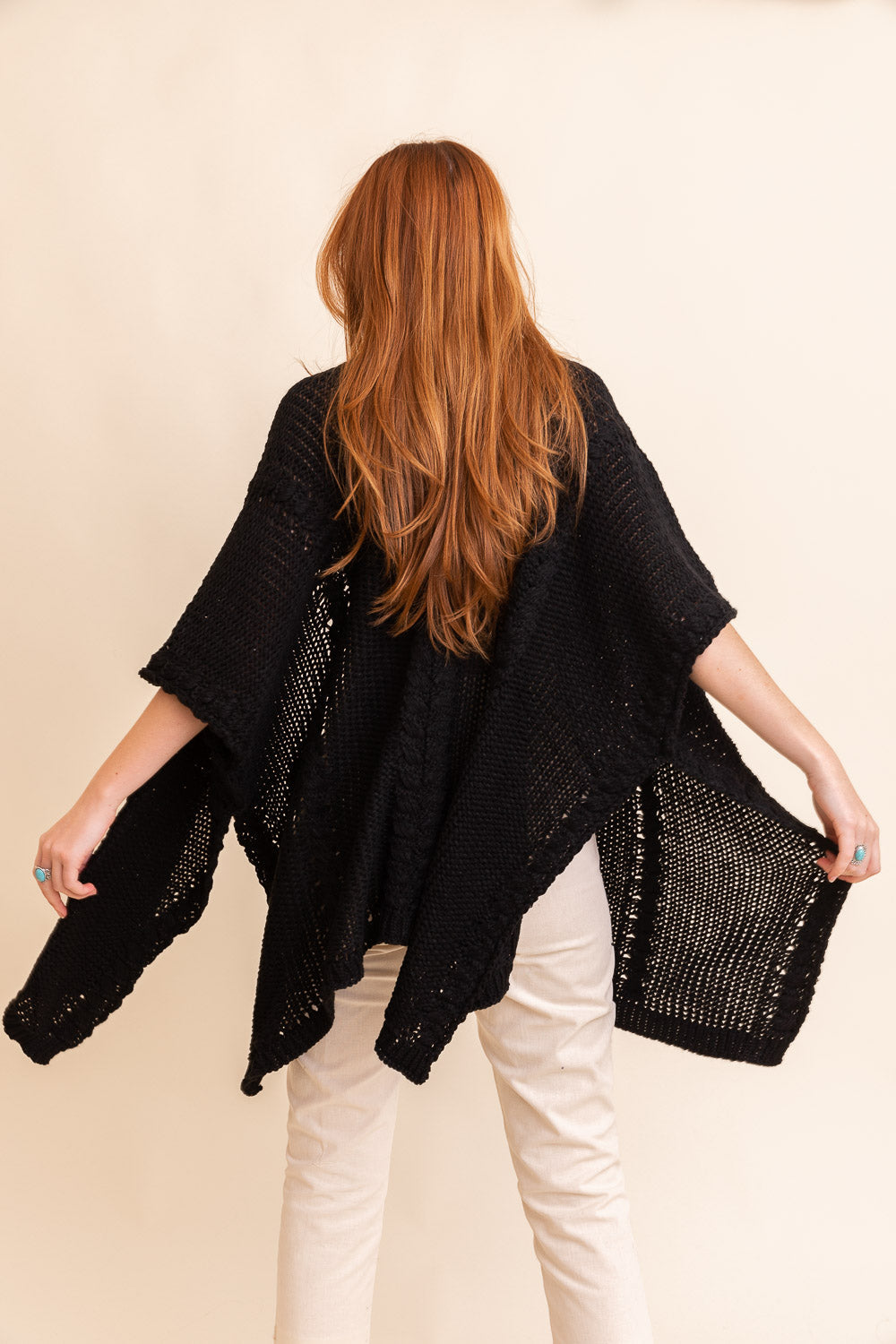 Braided Kurt Ruana Ponchos One Size / Black