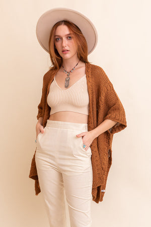 Braided Kurt Ruana Ponchos One Size / Camel