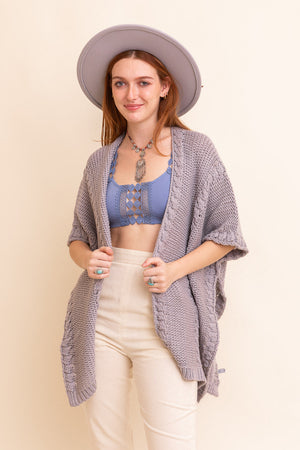 Braided Kurt Ruana Ponchos One Size / Gray