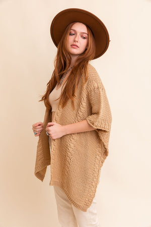 Braided Kurt Ruana Ponchos One Size / Mocha