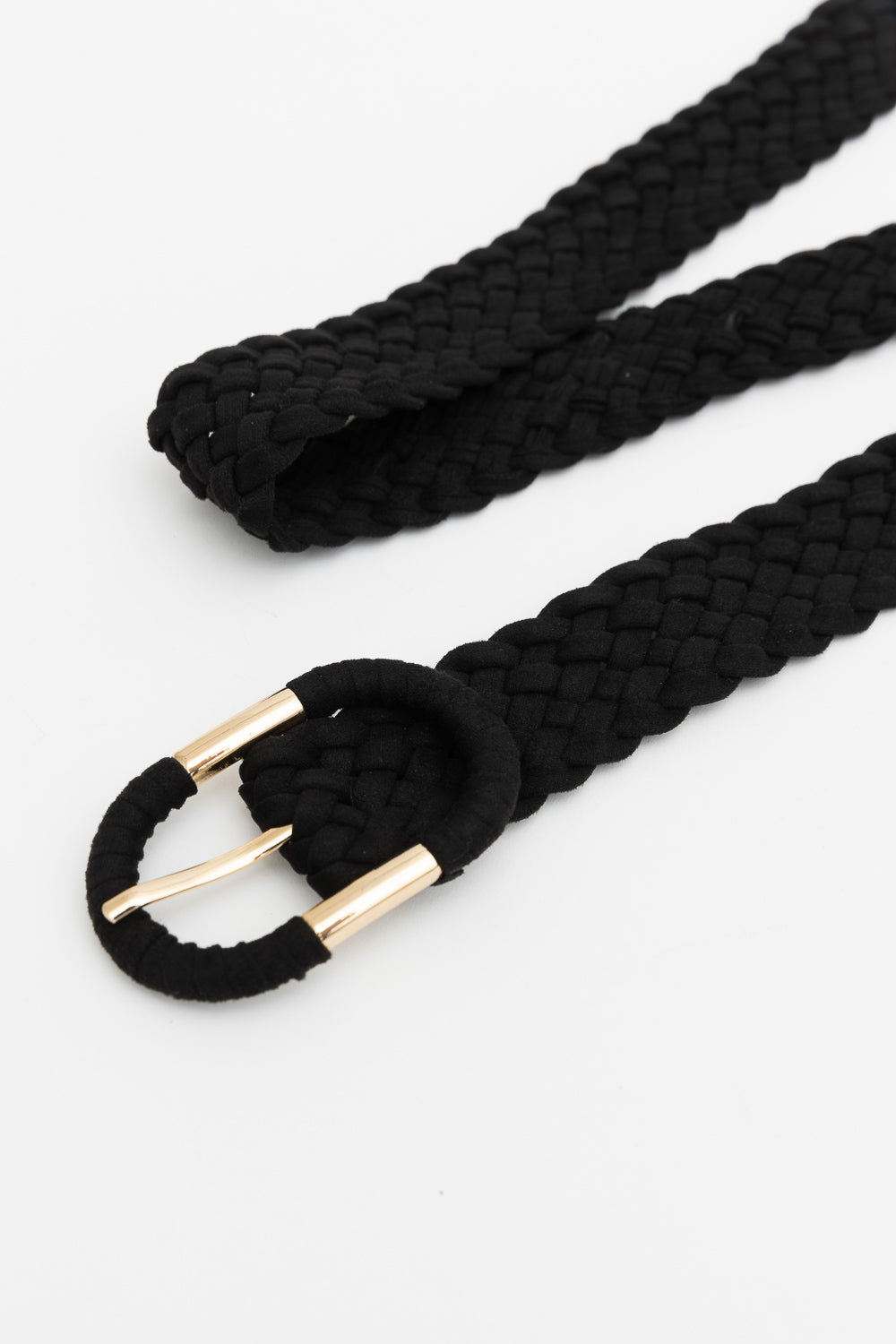 Braided Suede Accent Oval Buckle Belt Belts