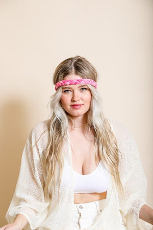 Braided Tie-Dye Headband Hats & Hair Leto Collection Pink 