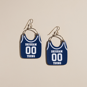 Brigham Young University Navy Cosmo Jersey Earrings