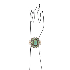 Blue Turquoise Golden Statement Cuff Bracelet