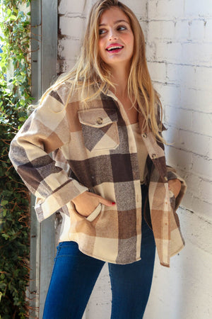 Brown & Black Plaid Jacket with Side Pockets AndTheWhy 