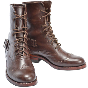 Brown Leather Victorian Ankle Boots
