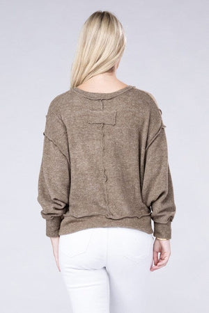 Brushed Melange Hacci Oversized Sweater ZENANA 